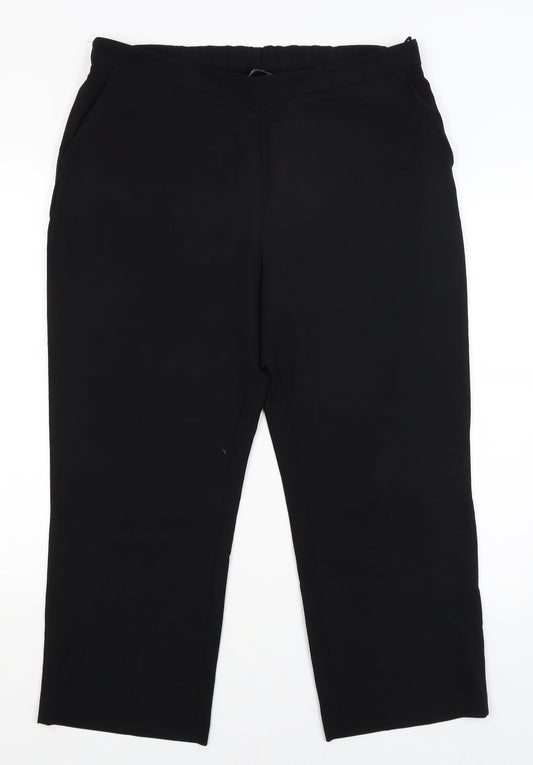 Womens UK Size 16 Preworn Regular Fit  Black Trousers