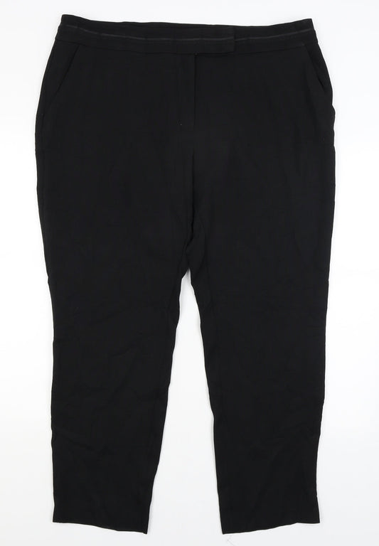 Womens UK Size 18 Very Regular Fit Dress Pants Black Trousers