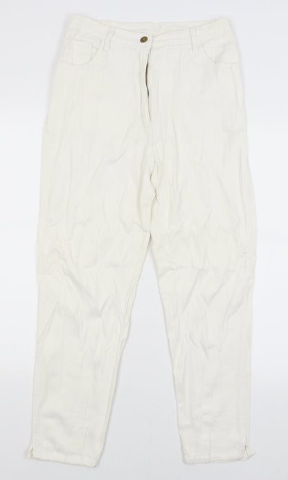 Womens UK Size 12 Preworn Regular Fit Straight White Jeans