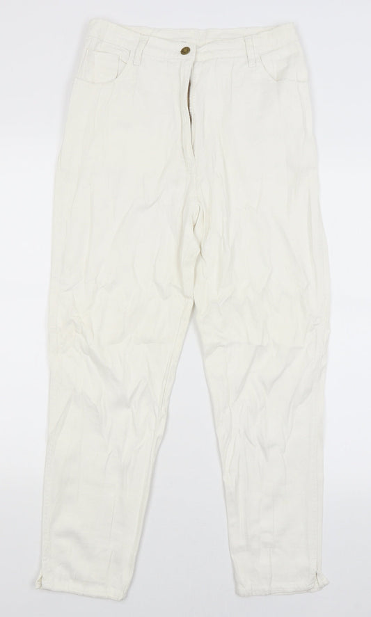 Womens UK Size 12 Preworn Regular Fit Straight White Jeans