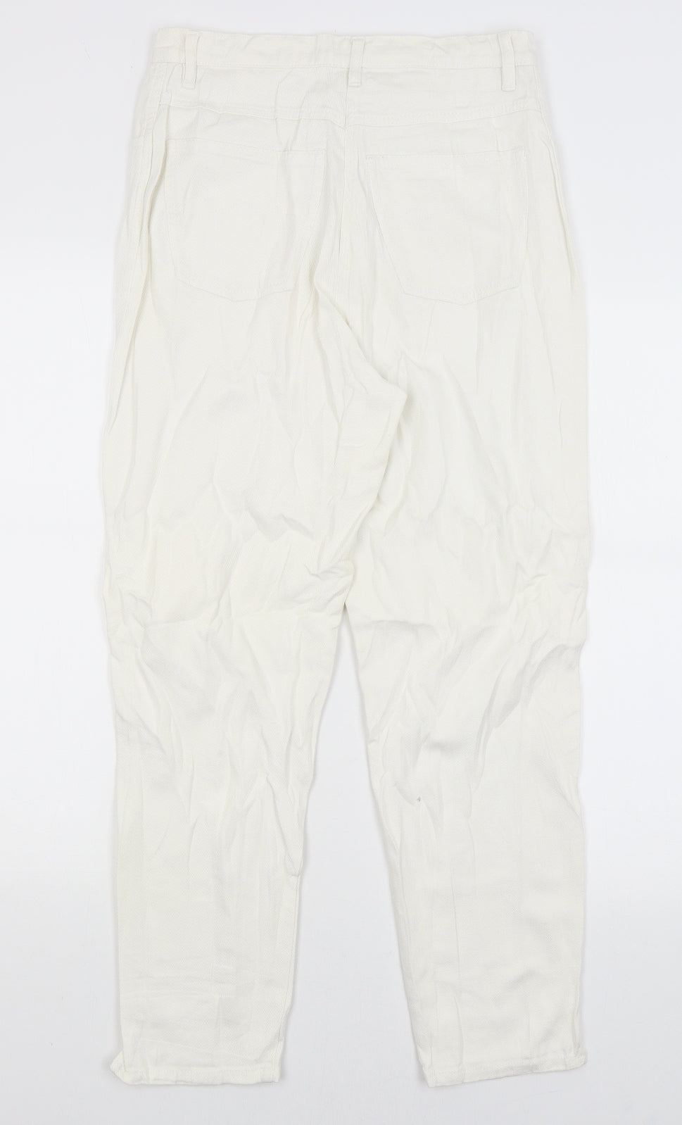 Womens UK Size 12 Preworn Regular Fit Straight White Jeans