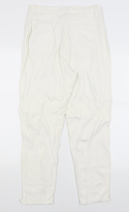 Womens UK Size 12 Preworn Regular Fit Straight White Jeans