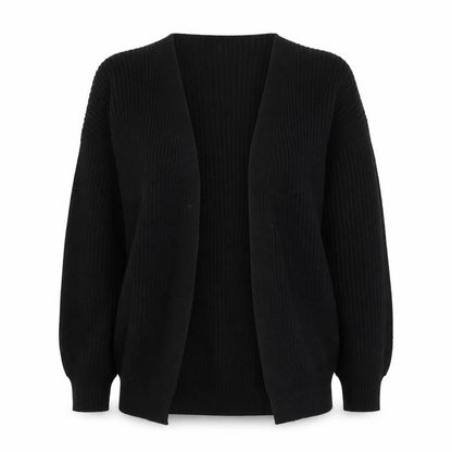 Front view of Missguided women’s black cardigan jumper, size UK 10