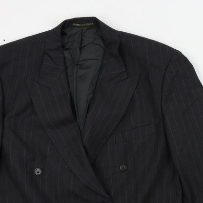 M&S Mens Grey Striped  Jacket Suit Jacket Size 44