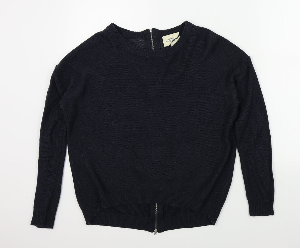 Additional front view of Papaya women’s blue jumper, size M