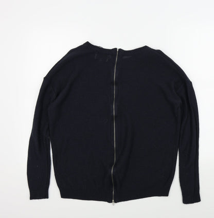 Back view of Papaya women’s blue jumper, size M