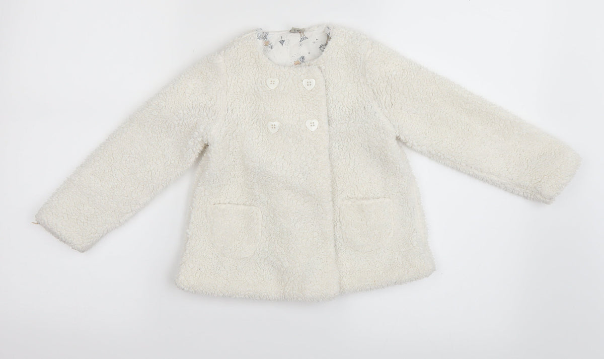 Additional front view of Tu girls’ white basic coat coat, size 2-3, years