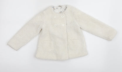 Additional front view of Tu girls’ white basic coat coat, size 2-3, years