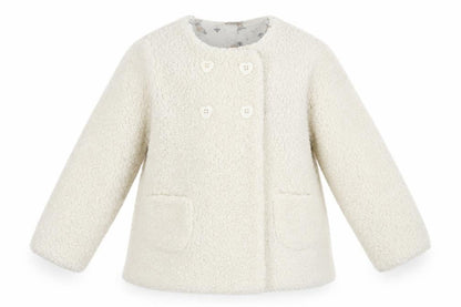 Front view of Tu girls’ white basic coat coat, size 2-3, years