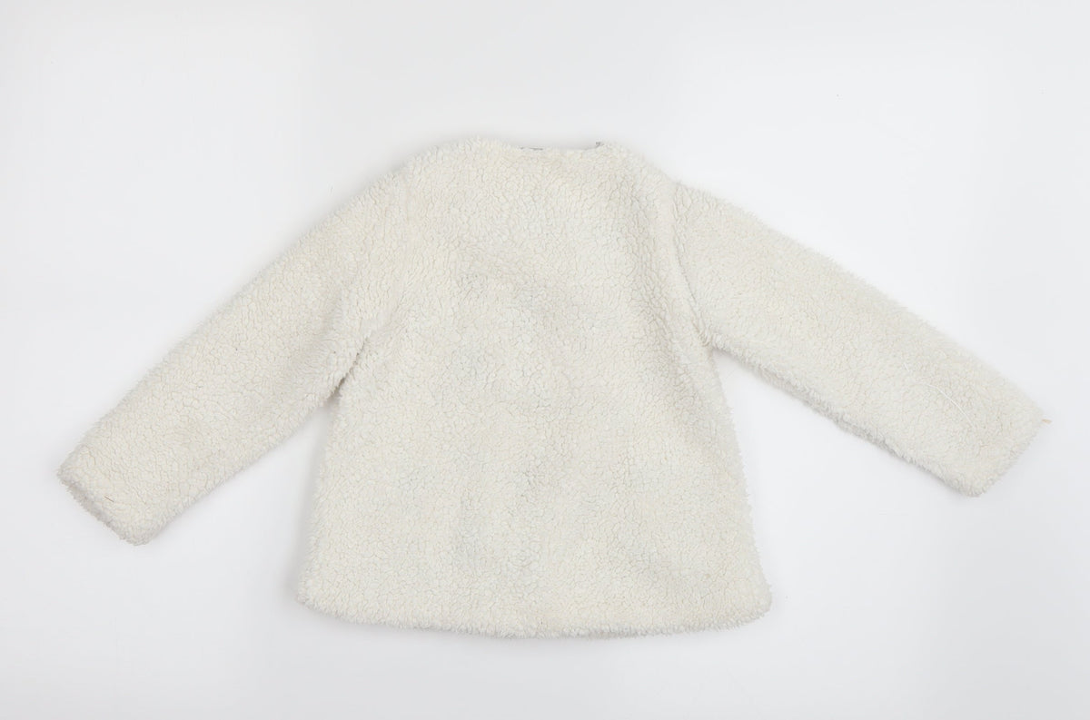Back view of Tu girls’ white basic coat coat, size 2-3, years