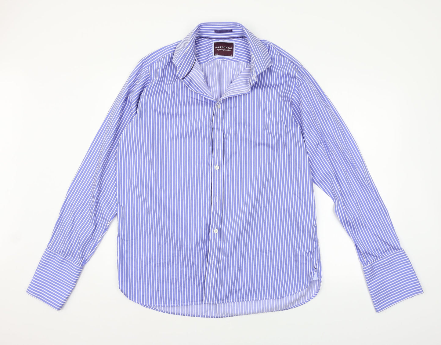 Sartorio Mens Blue Striped   Button-Up Size 16.5