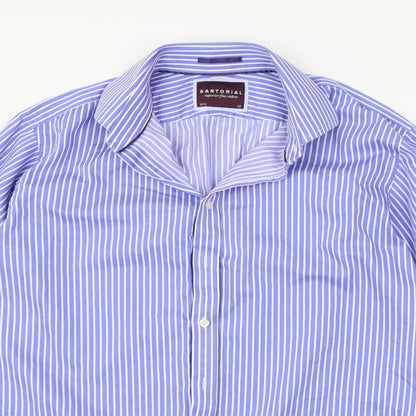 Sartorio Mens Blue Striped   Button-Up Size 16.5