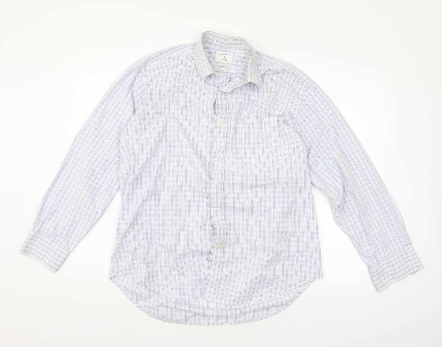 Mens UK Size 16 llyod attree & smith Silver  Button-Up Long Sleeve Casual Shirt