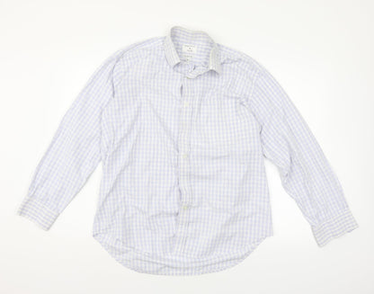 Mens UK Size 16 llyod attree & smith Silver  Button-Up Long Sleeve Casual Shirt