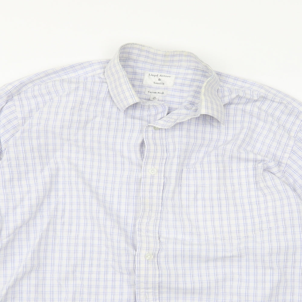 Mens UK Size 16 llyod attree & smith Silver  Button-Up Long Sleeve Casual Shirt