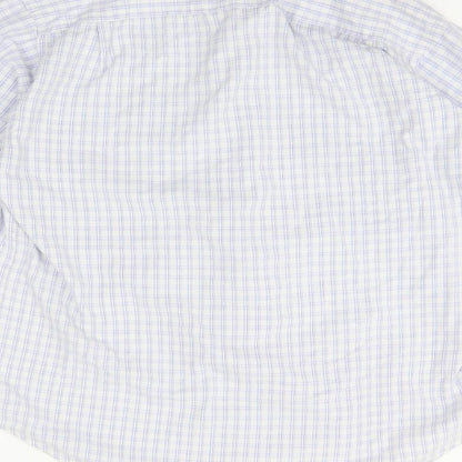 Mens UK Size 16 llyod attree & smith Silver  Button-Up Long Sleeve Casual Shirt