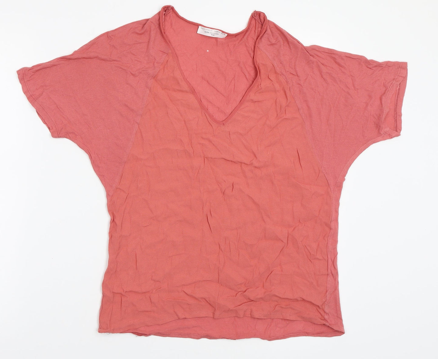 Womens UK Size S Zara Pink Basic T-Shirt