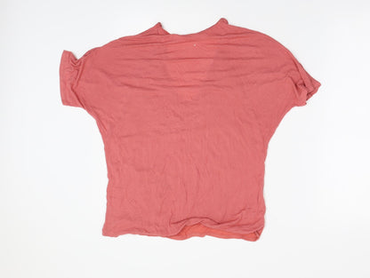 Womens UK Size S Zara Pink Basic T-Shirt