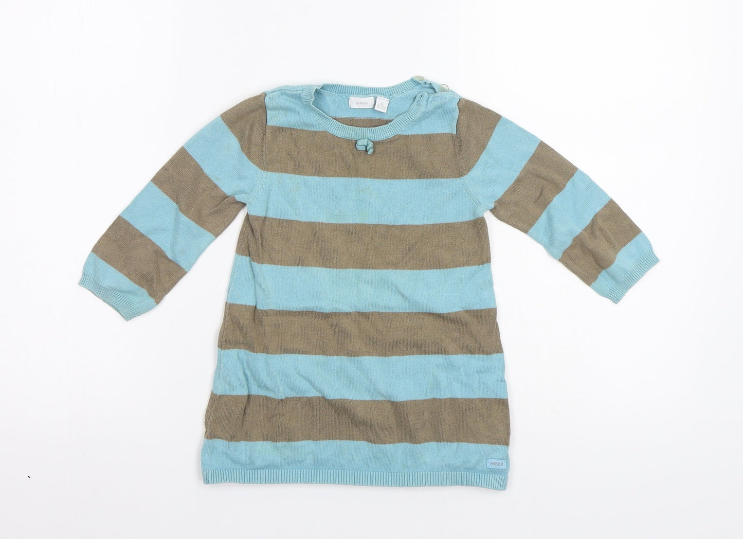 Mexx Girls Blue Striped  Jumper Dress  Size 18-24 Months