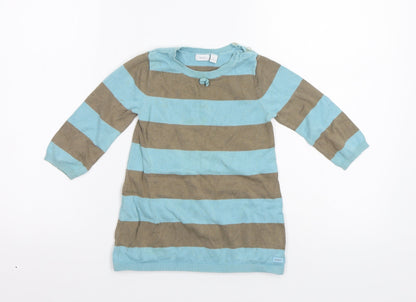 Mexx Girls Blue Striped  Jumper Dress  Size 18-24 Months