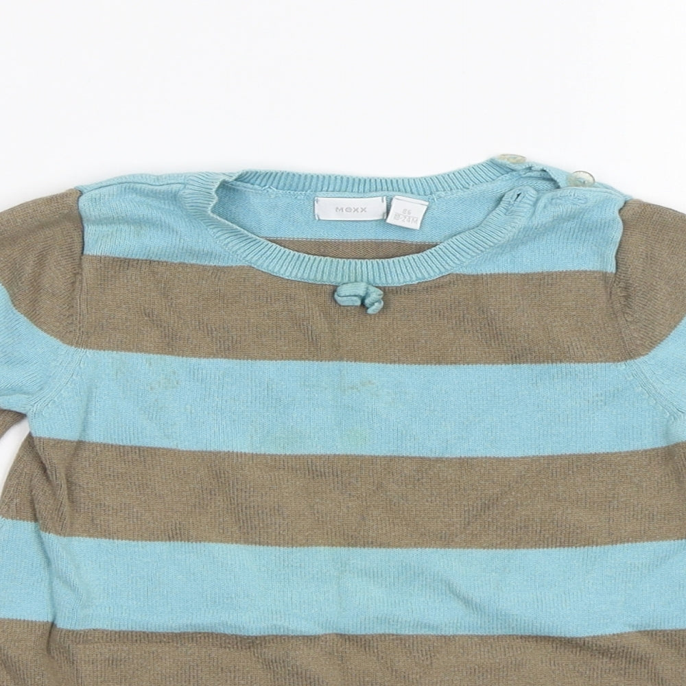 Mexx Girls Blue Striped  Jumper Dress  Size 18-24 Months