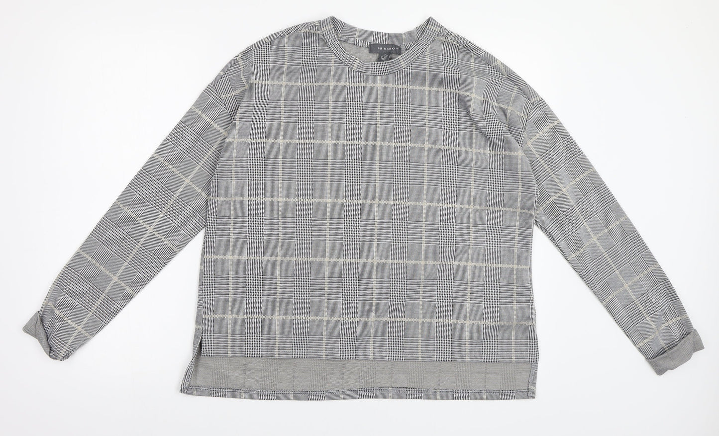 Primark Womens Grey Check  Basic T-Shirt Size S
