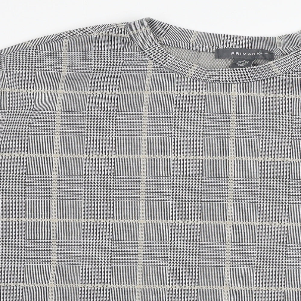 Primark Womens Grey Check  Basic T-Shirt Size S