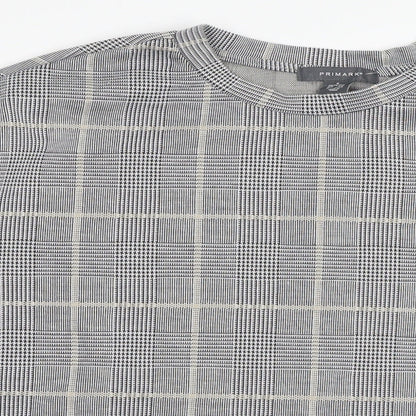 Primark Womens Grey Check  Basic T-Shirt Size S