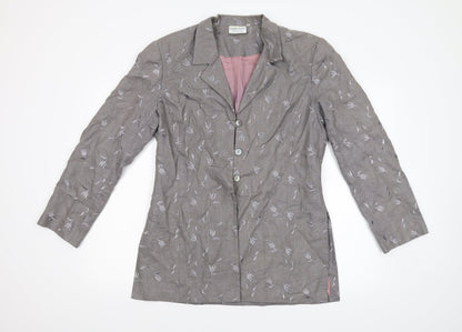 Penny Plain Womens Grey Floral  Overcoat Coat Size 14