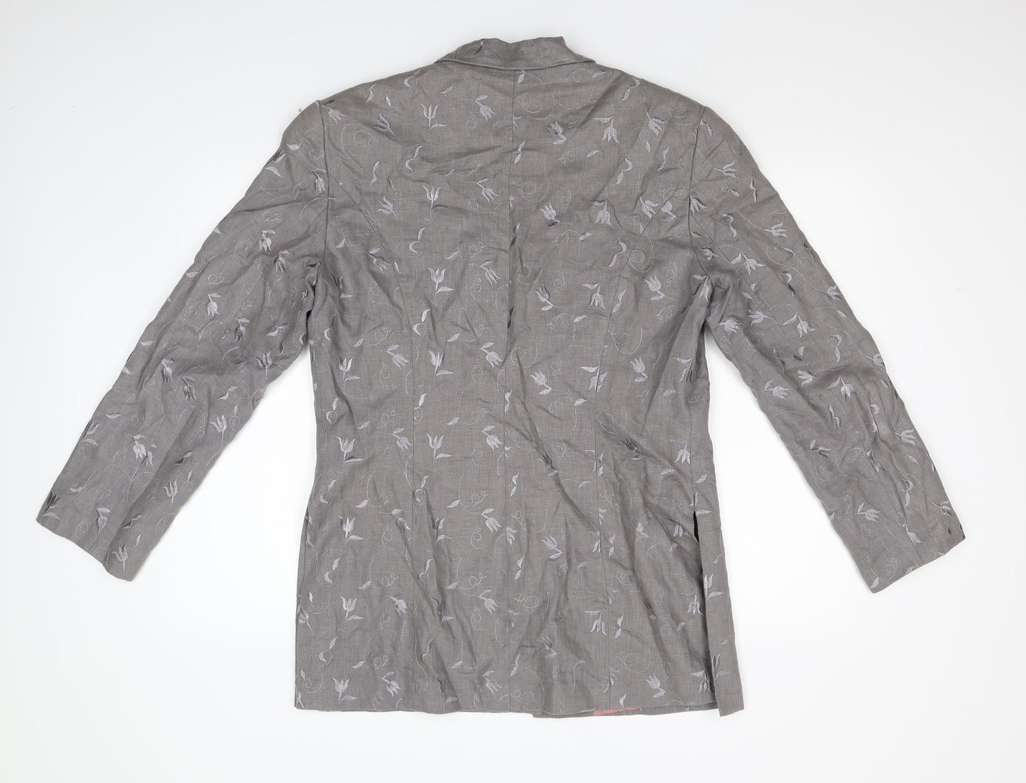 Penny Plain Womens Grey Floral  Overcoat Coat Size 14