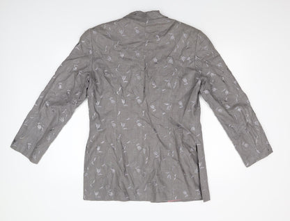 Penny Plain Womens Grey Floral  Overcoat Coat Size 14