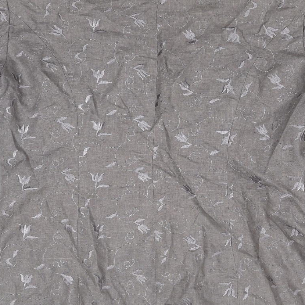 Penny Plain Womens Grey Floral  Overcoat Coat Size 14