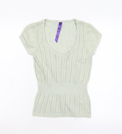 River Island Womens Green  Knit Pullover Jumper Size 12  - Stretch Glitter