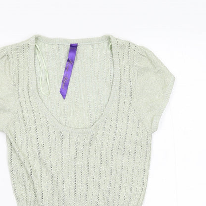 River Island Womens Green  Knit Pullover Jumper Size 12  - Stretch Glitter