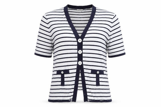Text Womens Multicoloured Striped Knit Pullover Jumper Size L  - Mock Cardigan