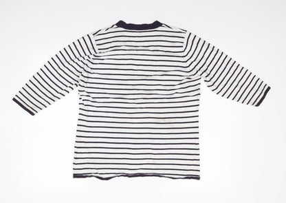 Text Womens Multicoloured Striped Knit Pullover Jumper Size L  - Mock Cardigan