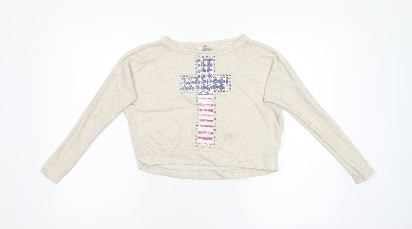 Sophie Girls Beige   Pullover Sweatshirt Size 8-9 Years
