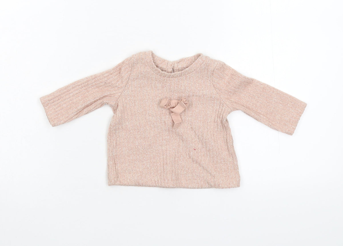 Additional front view of Matalan Baby Pink Basic T-Shirt, size 0-3, Months