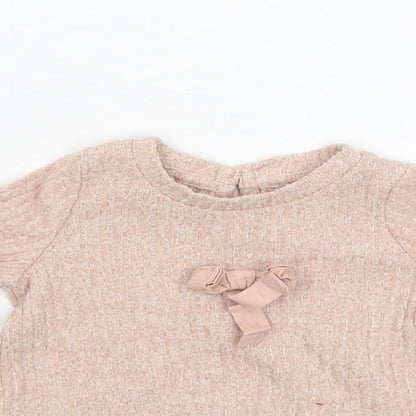 Close-up detail of Matalan Baby Pink Basic T-Shirt, size 0-3, Months