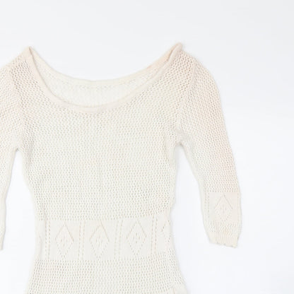 Miusol Womens White   Tunic Jumper Size M