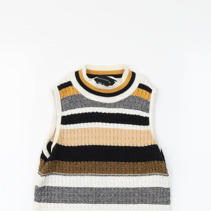 Atmosphere Womens Yellow Striped  Cropped T-Shirt Size 6