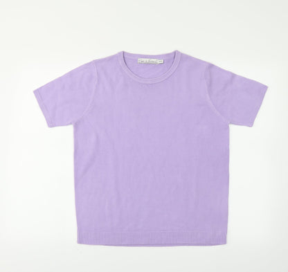 Womens UK Size 14 Pure & Natural Purple Tunic T-Shirt