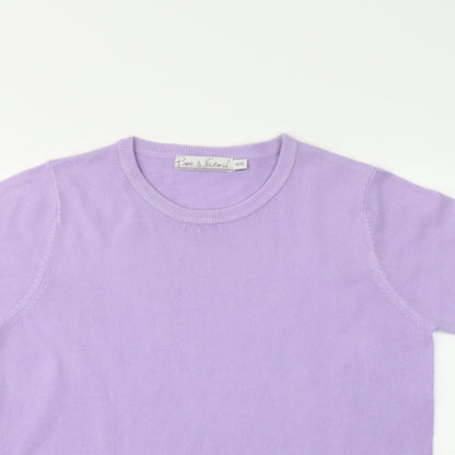Womens UK Size 14 Pure & Natural Purple Tunic T-Shirt