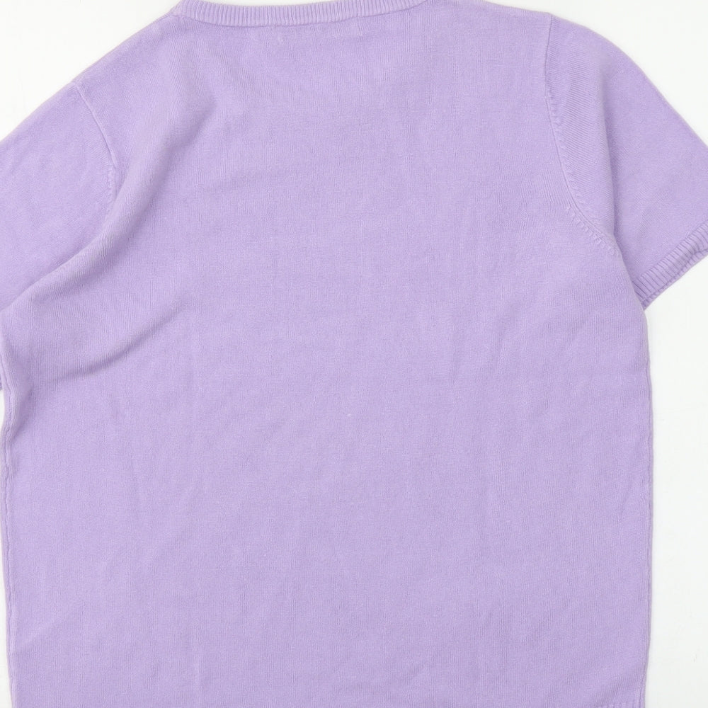 Womens UK Size 14 Pure & Natural Purple Tunic T-Shirt