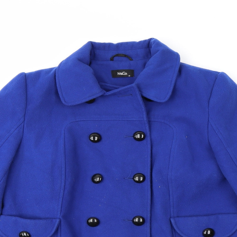 Womens UK Size 14 M&Co Blue Overcoat
