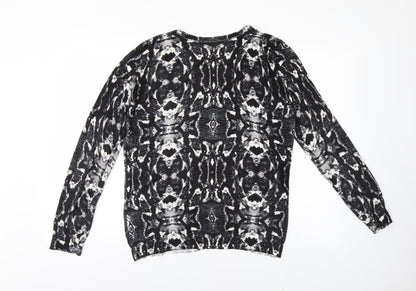 Encuento Womens Black Geometric  Cardigan Jumper Size L