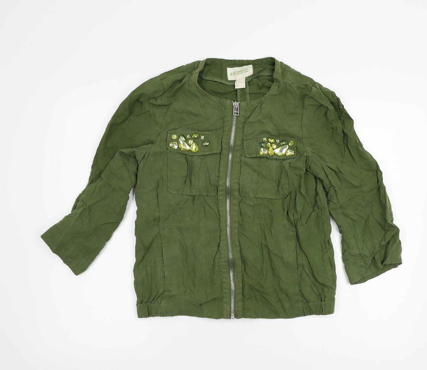 Womens UK Size 6 H&M Green Jacket