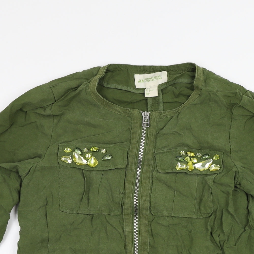 Womens UK Size 6 H&M Green Jacket
