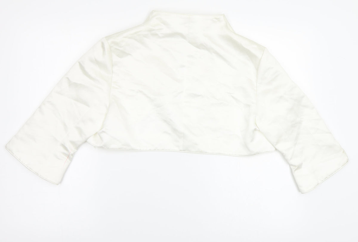 Back view of Pearce Fionda women’s white overcoat jacket