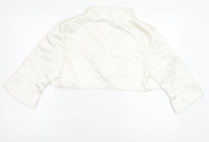 Back view of Pearce Fionda women’s white overcoat jacket